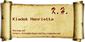 Kladek Henrietta névjegykártya